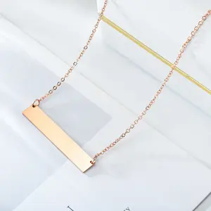 Modeschmuck Hersteller Großhandel Schriftzug Blank Bar Anhänger Halskette 316L Edelstahl Blank Bar Halskette für Frauen