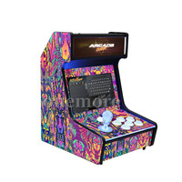 Mini borne d'arcade 1 joueur avec boutons LED, machine de jeux vidéo à monnayeur, cabinet en bois MDF, certifiée CE (version anglaise)