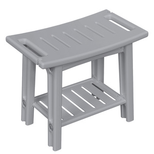 Tabouret de douche pour salle de bain, double couche, en plastique, antidérapant, siège bas, pour personnes âgées, femmes enceintes, enfants, rangement, 56x32x45cm, blanc, gris - Product Image 5