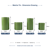 Prêt à expédier – Vente en gros – Boîte cylindrique ronde en fer blanc de 50 g avec couvercle, personnalisable avec logo, pour le stockage de thé en vrac et de poudre de matcha