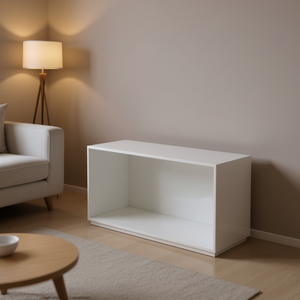 Meuble de rangement moderne à compartiments ouverts 100x38 H60 blanc brillant pour salon - Product Image 2