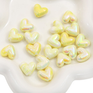 Wholesale 5pcs/bag Acrylic <b>Loose</b> <b>Beads</b> Macaron Color Electroplated Heart Vertical Hole Acrylic <b>Loose</b> <b>Beads</b> for Jewelry Making - Product Image 6