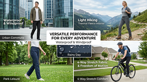 Pantaloni Softshell da Uomo Elasticizzati in 4 Direzioni con Cuciture Nastrate, Sottili, Antivento, Traspiranti, Resistenti, con Tasche, per Primavera/Estate/Autunno - Product Image 5