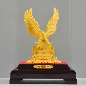 Grand <span class=keywords><strong>Ambition</strong></span> Or 24K Aigle Ornement Bureau Richesse Décoration Résine Artisanat Modèle Peng Spreading Wings Art pour Ouverture d'Entreprise - Product Image 1