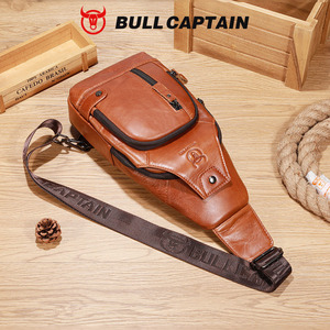 กระเป๋าคาดอกและสะพายไหล่หนังแท้ BULLCAPTAIN สำหรับผู้ชาย ดีไซน์สปอร์ตแฟชั่น พร้อมพอร์ตชาร์จ USB ปิดด้วยซิป เหมาะสำหรับใช้ในชีวิตประจำวัน - Product Image 5