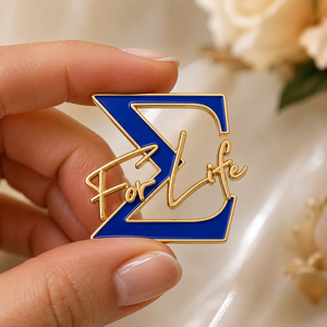 Spilla Personalizzata in Metallo Smaltato con Lettera Greca Sigma, Regalo per Membri di Gruppi Sociali, Confraternite e Sororità - Product Image 5