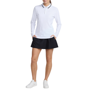 Pull en polyester spandex pour femmes col zippé chemise de golf à fermeture éclair en gros vêtements de sport courts - Product Image 2