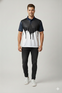 Chemise noire slim fit pour homme avec impression par sublimation, séchage rapide, fabriquée en micro-polyester 145-150 g/m² de haute qualité - Product Image 4