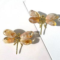 Prix usine naturel améthyste citrine quartz cristal pierre guérison sculpté à la main cristal artisanat folklorique libellule ornements