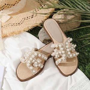 Tassel Beach Casual slippers Women French Clip Toe Flat <b>Block</b> Heel Comfortable Outdoor Summer Walking Slides - Product Image 1
