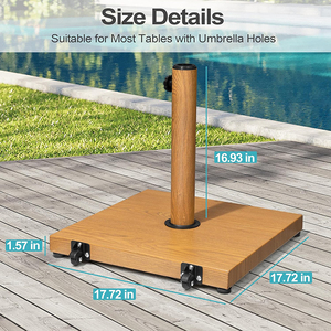 Support de parasol JH-Mech pour extérieur, multi-usages, facile à déplacer, avec roues, capacité de 43 lb, base carrée robuste pour parasol de patio - Product Image 4