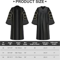 Toge Doctorale Unisexe de Luxe en Gros avec Passepoil Doré, Toge de Cérémonie de Doctorat en 100% Polyester pour Adultes