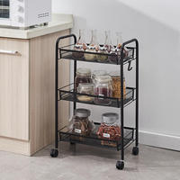 Estante Metálico para el Hogar, Estante de Almacenamiento Simple Vertical para Frutas, Estante de Almacenamiento de 3 Niveles, Organizador de Cocina y Baño con Ruedas