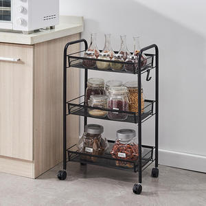<span class=keywords><strong>Étagère</strong></span> Métallique Simple pour la Maison, Support Vertical à Fruits à 3 Niveaux, Organisateur de Rangement pour Salle de Bain et Cuisine avec Roues - Product Image 3