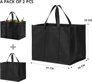 Black <b>Extra</b> <b>Large</b> Durable Daily Life Shopping <b>Bags</b> Reusable Grocery <b>Bag</b> <b>Tote</b> Foldable Washable Stand Reinforced - Product Image 4