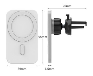 <span class=keywords><strong>Chargeur</strong></span> de voiture sans fil rapide 15W à <span class=keywords><strong>induction</strong></span> 4G pour téléphones portables USB Type C, avec clip de fixation sur grille d'aération et rotation à 360° - Product Image 5
