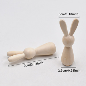 Figurine de lapin en bois réaliste style graffiti Shine Pep SPW-009JJ, petite marionnette pour décoration de Pâques, jouet pour bébé de 2 à 4 ans, unisexe - Product Image 6