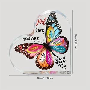 งานฝีมือคริสตัลรูปหัวใจทำจากอะคริลิคโปร่งใสพร้อมของขวัญวันแม่แบบข้ามพรมแดนสำหรับเป็นของที่ระลึกรูปผีเสื้อ - Product Image 6