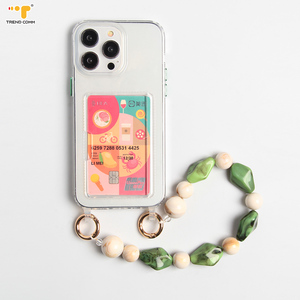 Ciondolo Natalizio per Telefono in Acrilico con Catenina a Serpente, a Forma di Fagiolo, Campanella in TPU, Trasparente, con Pietra Naturale, per Cellulare e Chiavi - Product Image 1