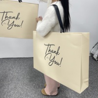 Bolsas de Compras Extra Grandes de Papel Beige de Lujo, Ecológicas, Impresas a Medida, con Asas de Listón Negro para Promoción de Vestidos de Novia