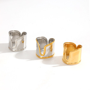 Geometric Stainless Steel <b>Rings</b> For Women Irregular 18k Gold Plated <b>Titanium</b> Steel Fashion Jewelry Gift - Product Image 4