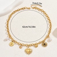 Collier d'été exquis en acier inoxydable 316L, pendentif cœur soleil doré fait main, imitation perle, cadeau bijoux