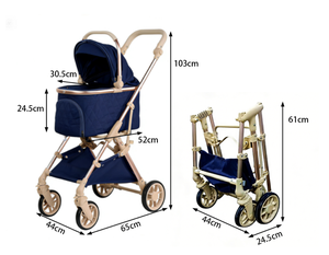301-2 Nouvelle arrivée, poussette pliable pour animaux de compagnie, aluminium aéronautique, chariot pour chien et chat, système d'absorption des chocs, approuvé par les compagnies aériennes, utilisation en extérieur - Product Image 5