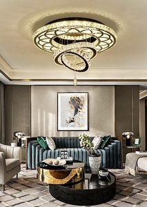 Lampadario a LED Moderno di Lusso <span class=keywords><strong>con</strong></span> <span class=keywords><strong>Cristalli</strong></span> e Base in Acciaio per Hotel, Villa e Soggiorno - Product Image 4