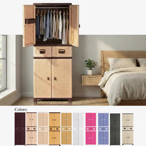 Multifunctional Stackable Foldable <b>Plastic</b> <b>Storage</b> Container with Rattan Design <b>Drawer</b> and Hanging Clothes Rail for Home - Product Image 4
