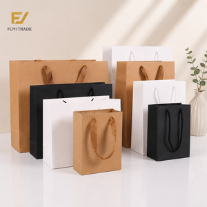 Custom Printed Thickened Kraft Paper Tote Bags with Cotton Handles for Clothing Store - Product Image 3