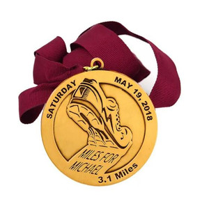 Hypercrafts No Minimum Factory Price Custom Shiny Gold Plated Blank Metal Medal With Customized Ribbon