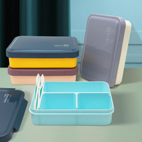 Boîte à lunch en plastique, micro-ondable, étanche, compartimentée, pour étudiants et employés de bureau, boîte bento à quatre sections