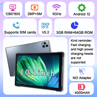 Tablette YPORANGE 10,1 pouces WiFi 5G 2-en-1 Octa Core MTK Android 12 1280x800 IPS 3 Go de RAM 64 Go de ROM GSM Clavier professionnel 1,5 GHz 4000 mAh