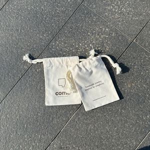 Customize Logo Printed Natural Cotton Gift <b>Packaging</b> <b>Bag</b> Small Cotton Dust Pouch With Double Strings - Product Image 6
