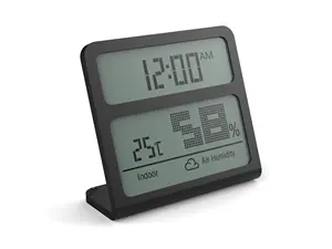 新着ABS屋内使用デジタルLCD温度計 & 時計付き湿度計