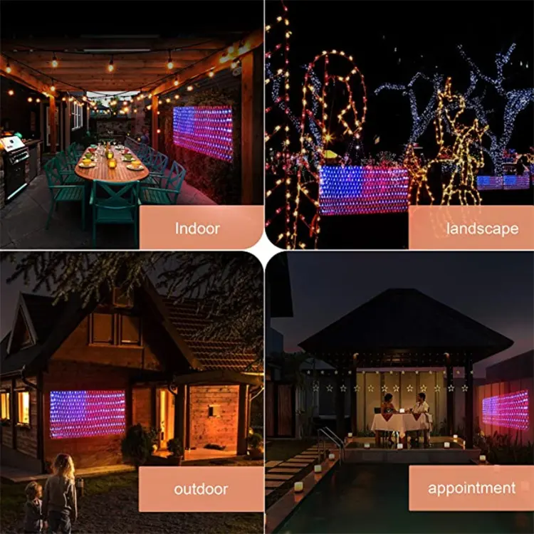 JXJT พลังงานแสงอาทิตย์ LED คริสต์มาสสตริงไฟสุทธิภูมิทัศน์โคมไฟกลางแจ้ง IP65 กันน้ําโคมไฟตกแต่งสําหรับตกแต่งสวน