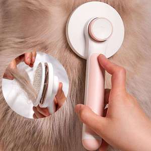 Cleaning Stainless Steel Pet Hair Remover with <strong>Silicone</strong> Handle Long Short Haired Durable Washable Professional Grooming Brush - Product Image 3