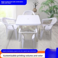 Ensemble de table et chaises de restauration commerciale Xupeng, chaises de salle à manger en plastique avec accoudoirs, table de salle à manger de style barbecue