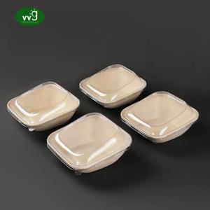 Vvg Chất lượng cao hộp giấy dùng một lần phân hủy sinh học Takeaway bao bì thực phẩm mía bã mía vát Bát vuông 750ml - Product Image 4