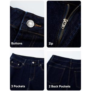 FOXA Jeans à jambe droite pour homme, coupe régulière, en denim extensible, en coton mi-lourd, pour usage décontracté - Product Image 6