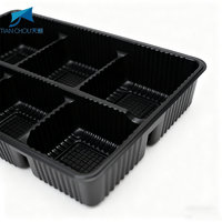 Plateau en plastique noir jetable à 6 compartiments Boîtes en plastique PP Emballage de plateau alimentaire Boîte à gâteau à 6 trous Conteneur alimentaire Plateau à biscuits