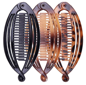 PL grand poisson en forme de 14cm pince à banane poignée de cheveux tortue noir pince en épingle à cheveux queue de cheval peigne bouclé griffe de cheveux pour cheveux épais Ac - Product Image 2