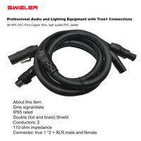 Cable de Control de Iluminación DMX512 de 2m, 3 Pines, 20A, 13AWG, Conector Híbrido Powercon Compuesto, PVC Profesional, Cable Combinado DMX True1