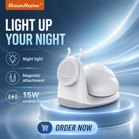 DREAMKACHER SC-DA02 15W PD 2.0 USB-C Lampe de nuit magnétique 2-en-1 Chargeur de téléphone portable avec support de voiture de 1m