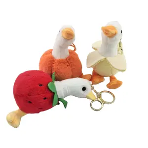 Custom Stuffed Plush Key Ring Banana Duck Plush Key Chain Plush Duck Cute Key Chain Bag Phone Decoration Pumpkin Duck Strawberry