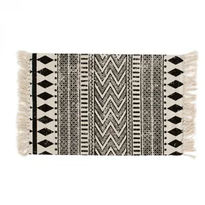 Custom design foldable cotton blending knitted household floor mat for living room