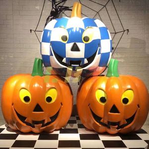 Sculpture de tête de citrouille en fibre de verre, décoration d'Halloween pour l'extérieur, personnalisable, directement de l'usine de Shenzhen - Product Image 3