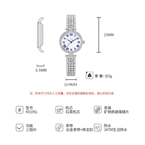 Diamond Studded Women's Simple Vintage Roman Small Wristwatch - Product Image 2