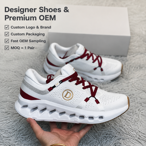 Zapatillas de Lujo de Diseñador 2026 para Hombre y Mujer, de Alta Calidad, Tejidas, de Malla, para Correr, Blancas, Borgoña, con Cordones, Logotipo Dorado, Suela Cloud, Novedad - Product Image 1