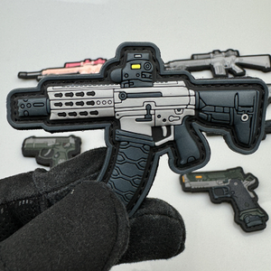 Patch en toile écologique avec paillettes, PVC et caoutchouc, motif fusil - Product Image 3